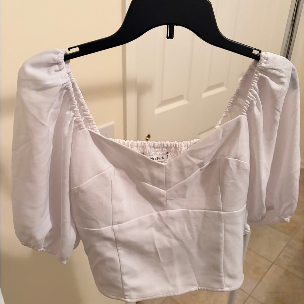 Abercrombie & Fitch White Puff Sleeve Blouse